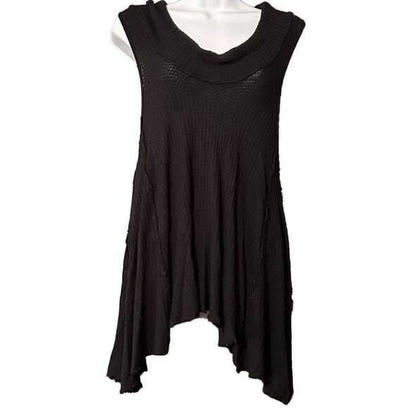 Free People We the Free Black Sleeveless Swing Tank Cowl Neck Sz Small Preloved - Picture 1 of 6